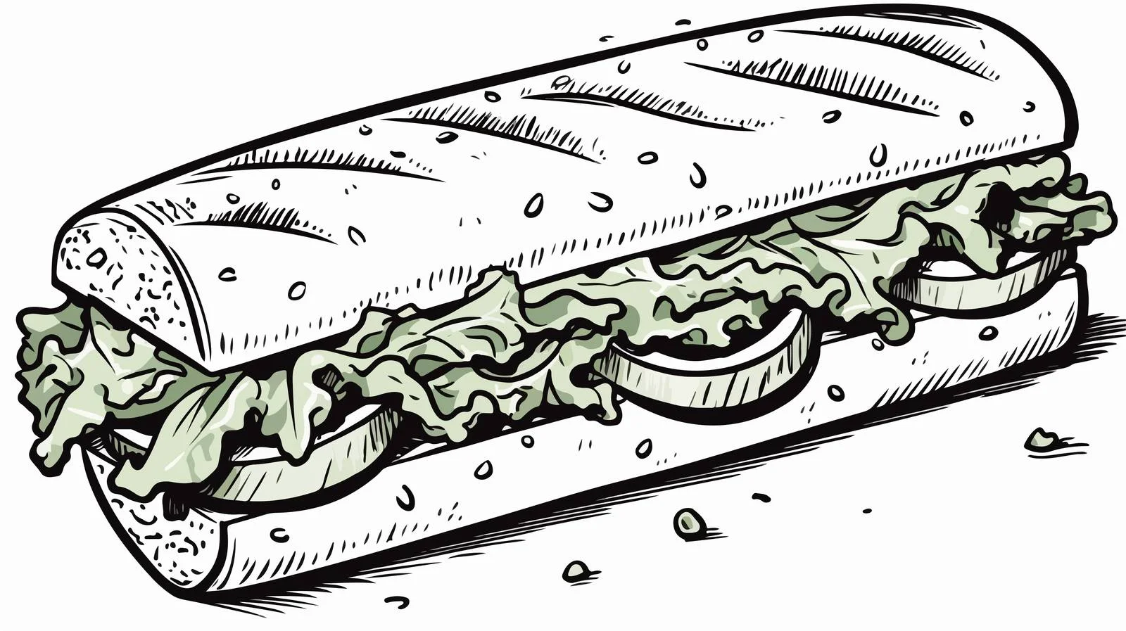 Hand-drawn Sub Sandwich Cartoon — free download from Dotvec