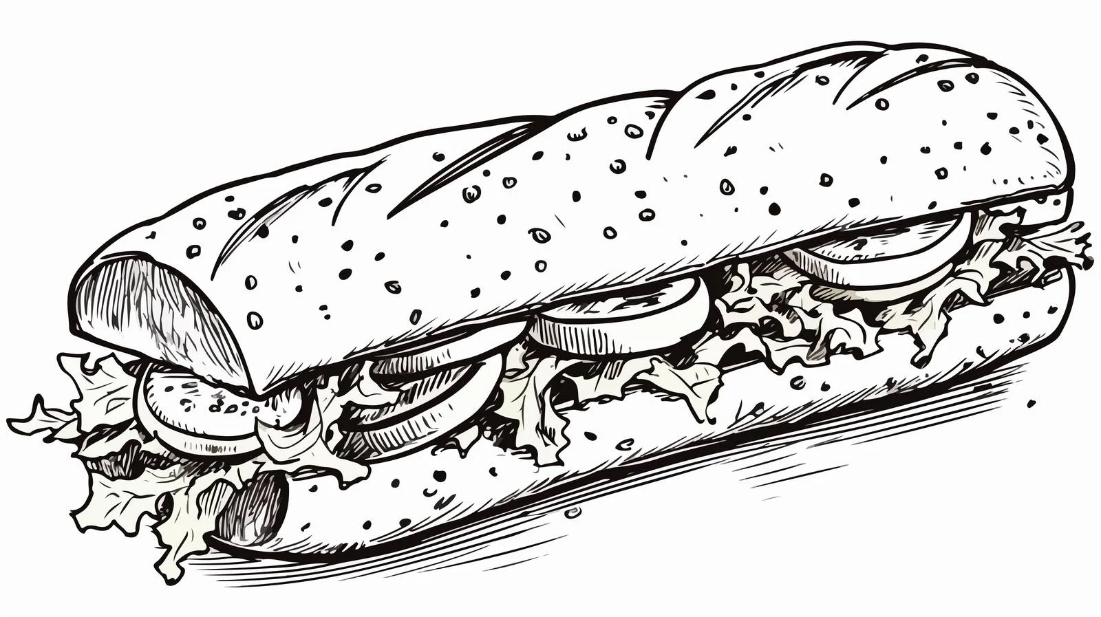 Hand-drawn Sub Sandwich Cartoon Illustration — free download from Dotvec