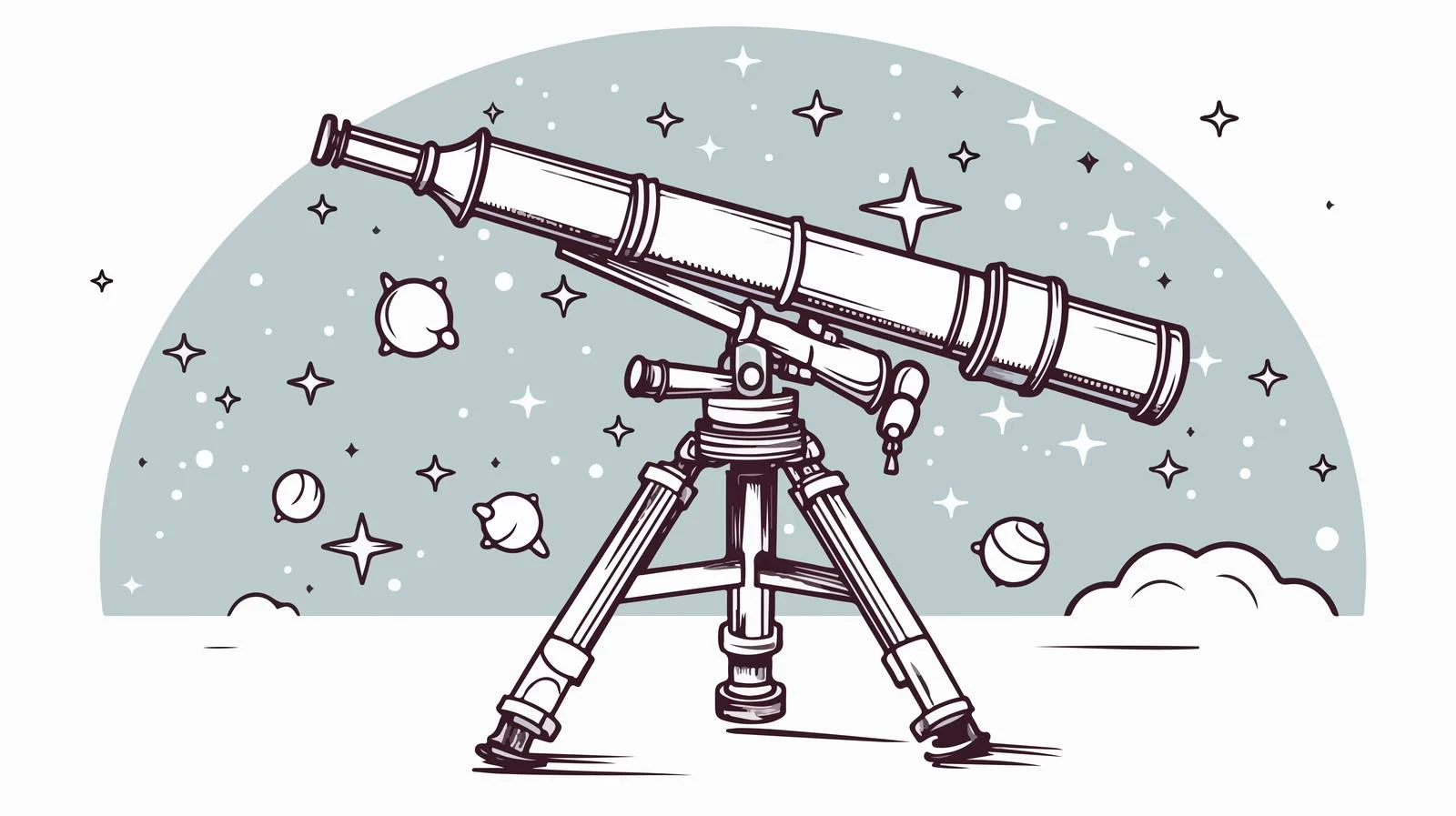Hand-drawn Telescope Cartoon — free download from Dotvec
