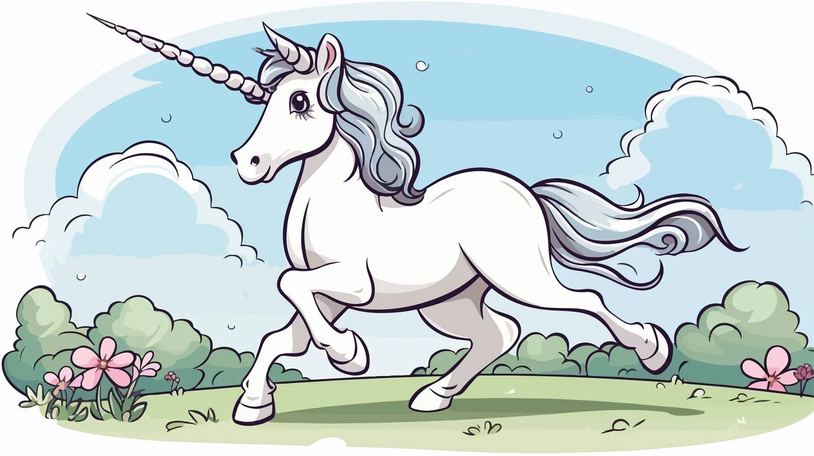 Whimsical Cartoon Unicorn Illustration — free download from Dotvec
