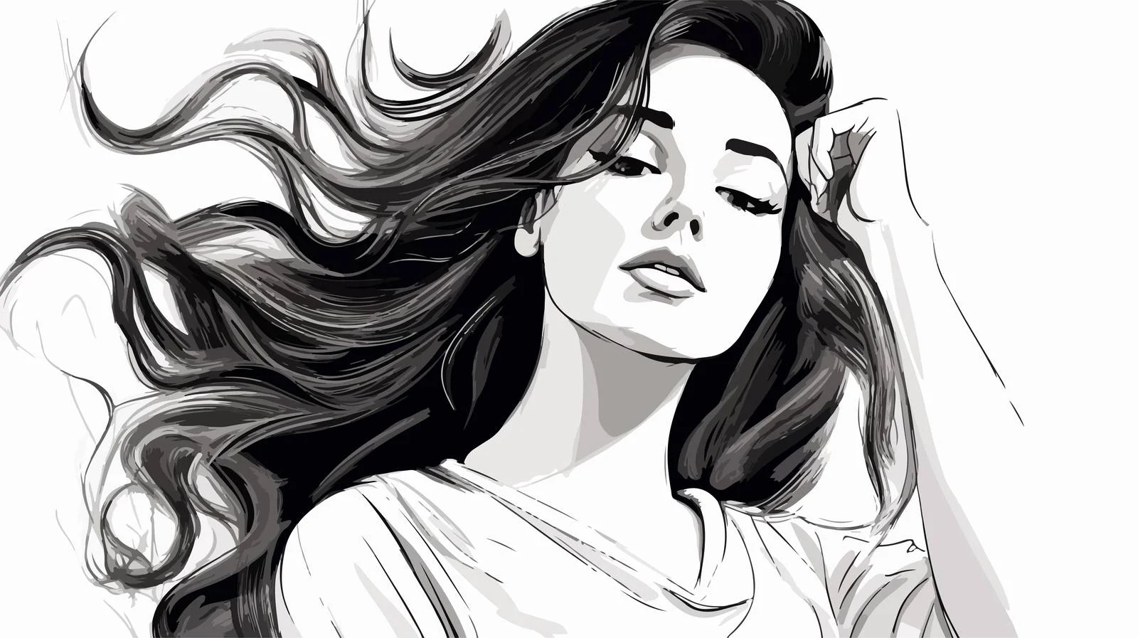 Cartoon Woman Brushing Hair — free download from Dotvec