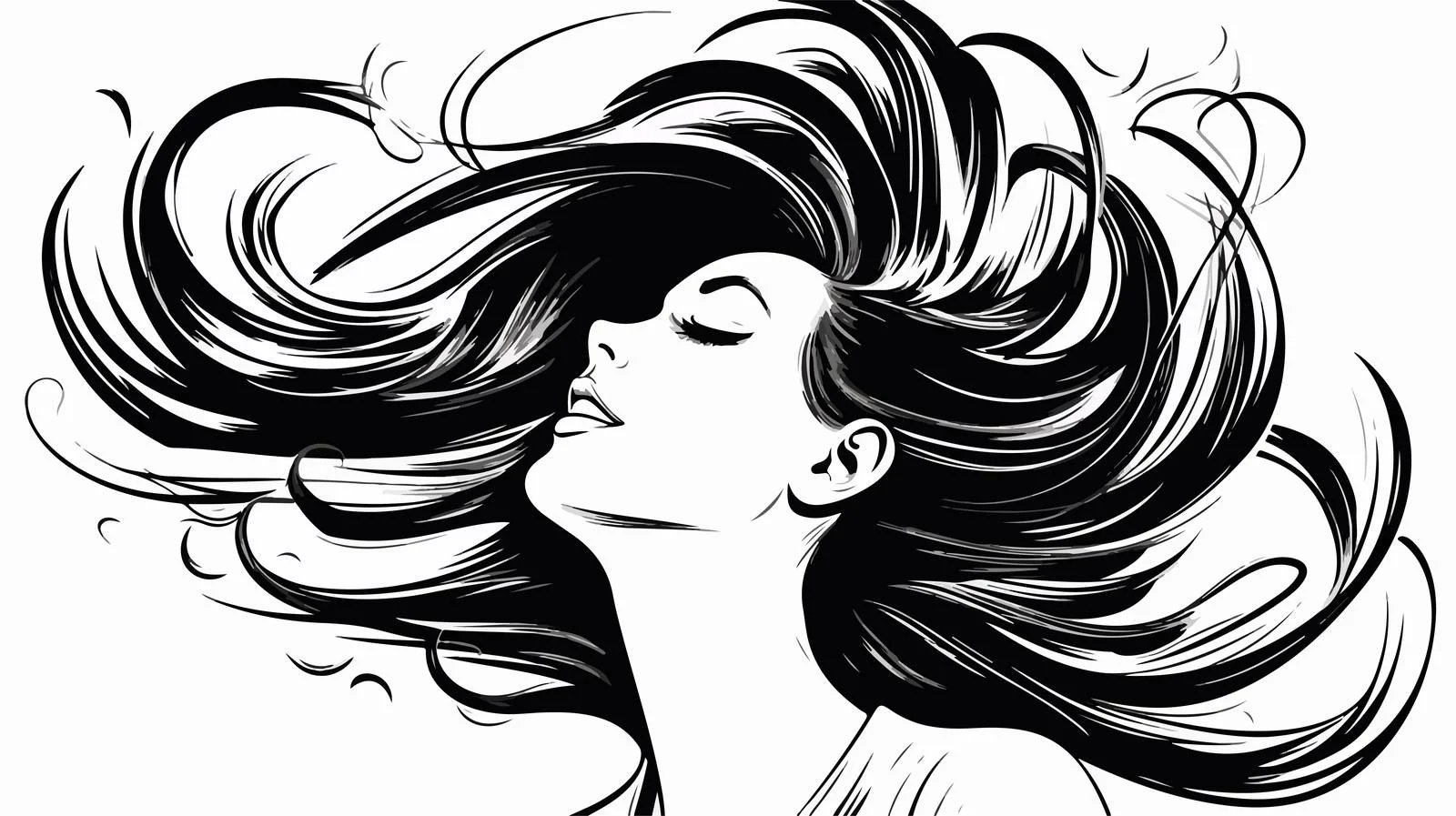 Cartoon Woman Brushing Hair — free download from Dotvec