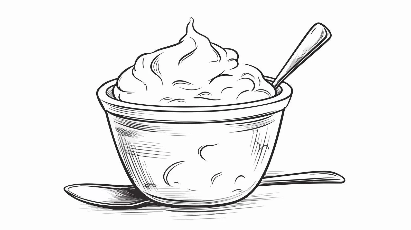 Black and White Cartoon Yogurt — free download from Dotvec