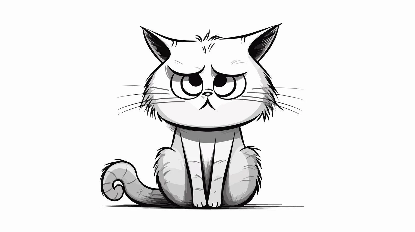 Bored Cartoon Cat Vector Illustration — free download from Dotvec