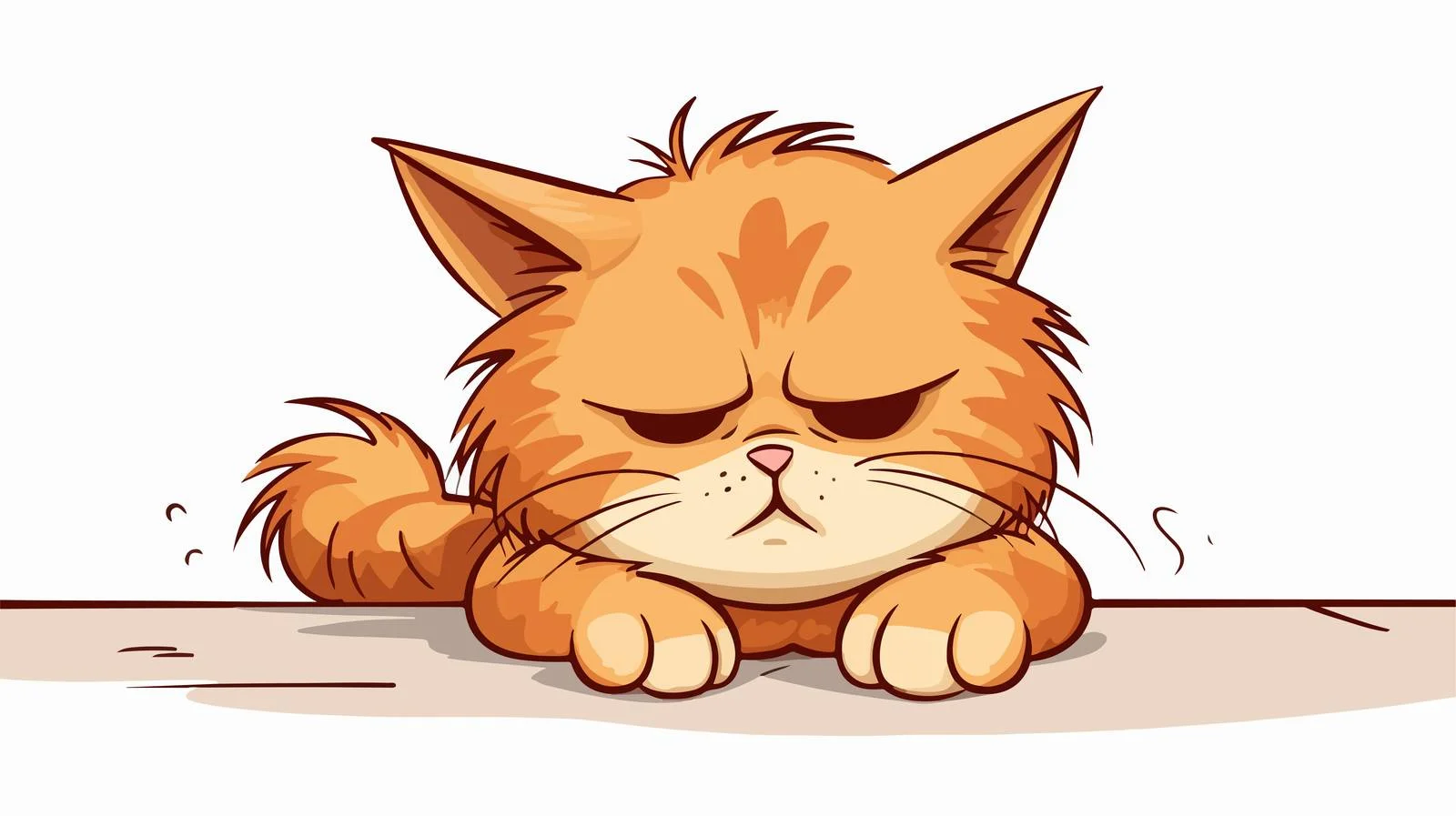 Hand-drawn Bored Cartoon Cat Vector Illustration — free download from Dotvec