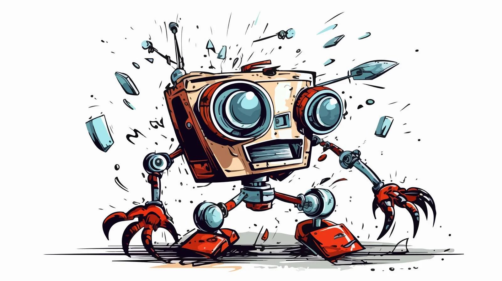 Cartoon Broken Robot Stock Vector Car — free download from Dotvec