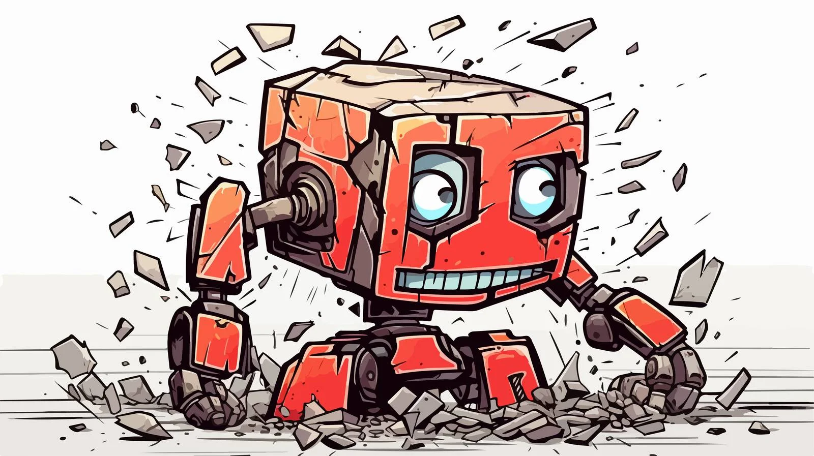Cartoon Broken Robot Stock Vector Car — free download from Dotvec
