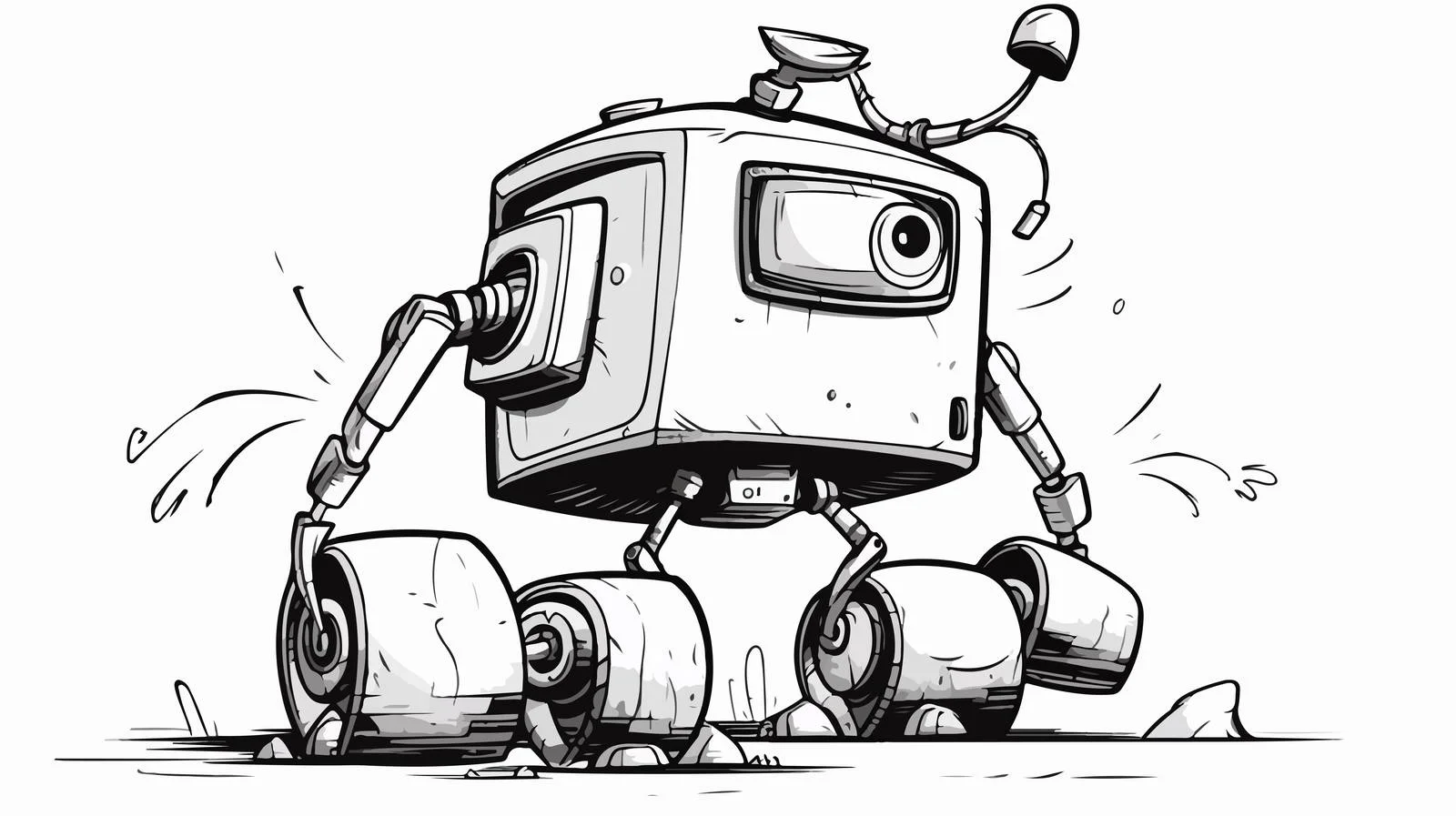 Broken Robot Cartoon Car Vector Illustration — free download from Dotvec