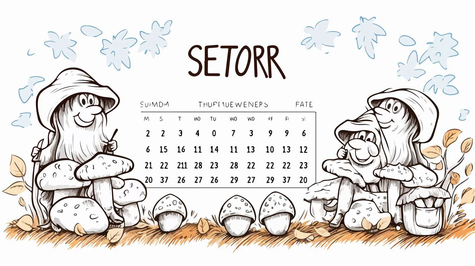 Cartoon September Calendar — free download from Dotvec