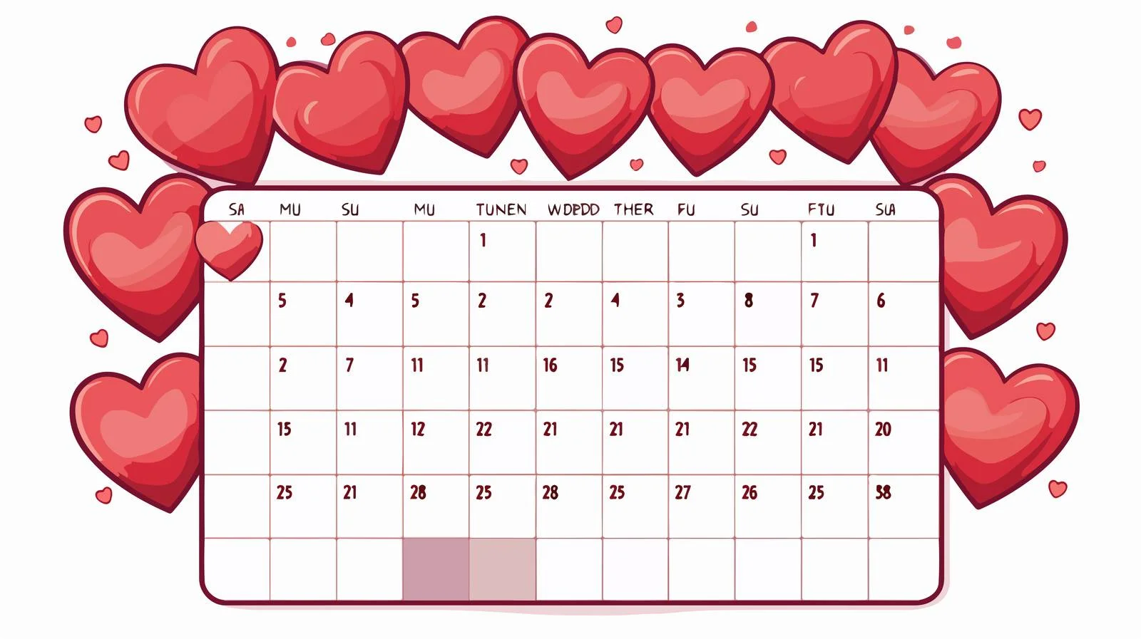 Whimsical February Calendar Illustration — free download from Dotvec