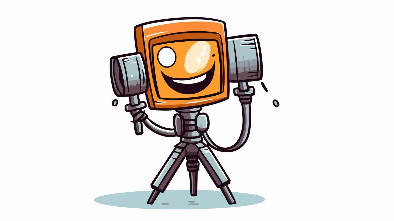Cartoon Camera on Tripod with Flash — free download from Dotvec
