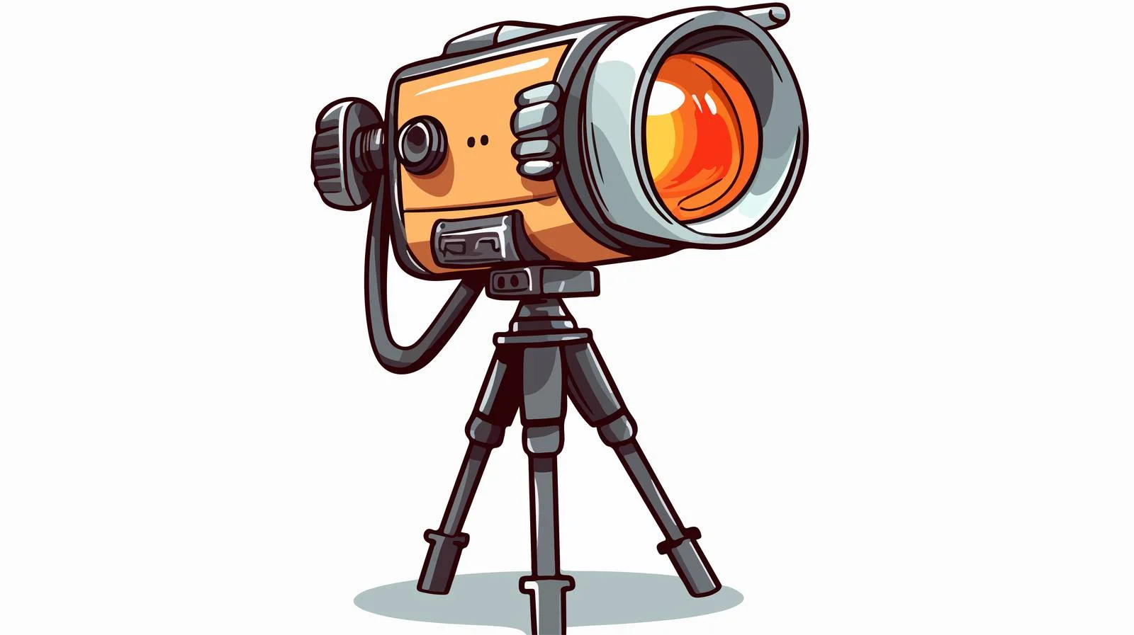 Cartoon Camera on Tripod with Flash — free download from Dotvec