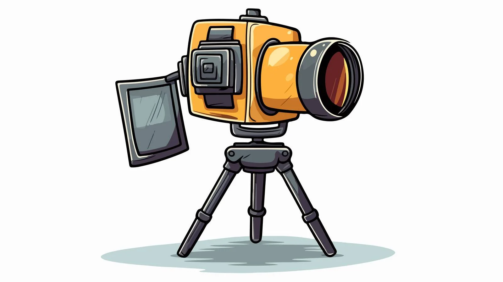 Camera on Tripod with Flash Cartoon — free download from Dotvec