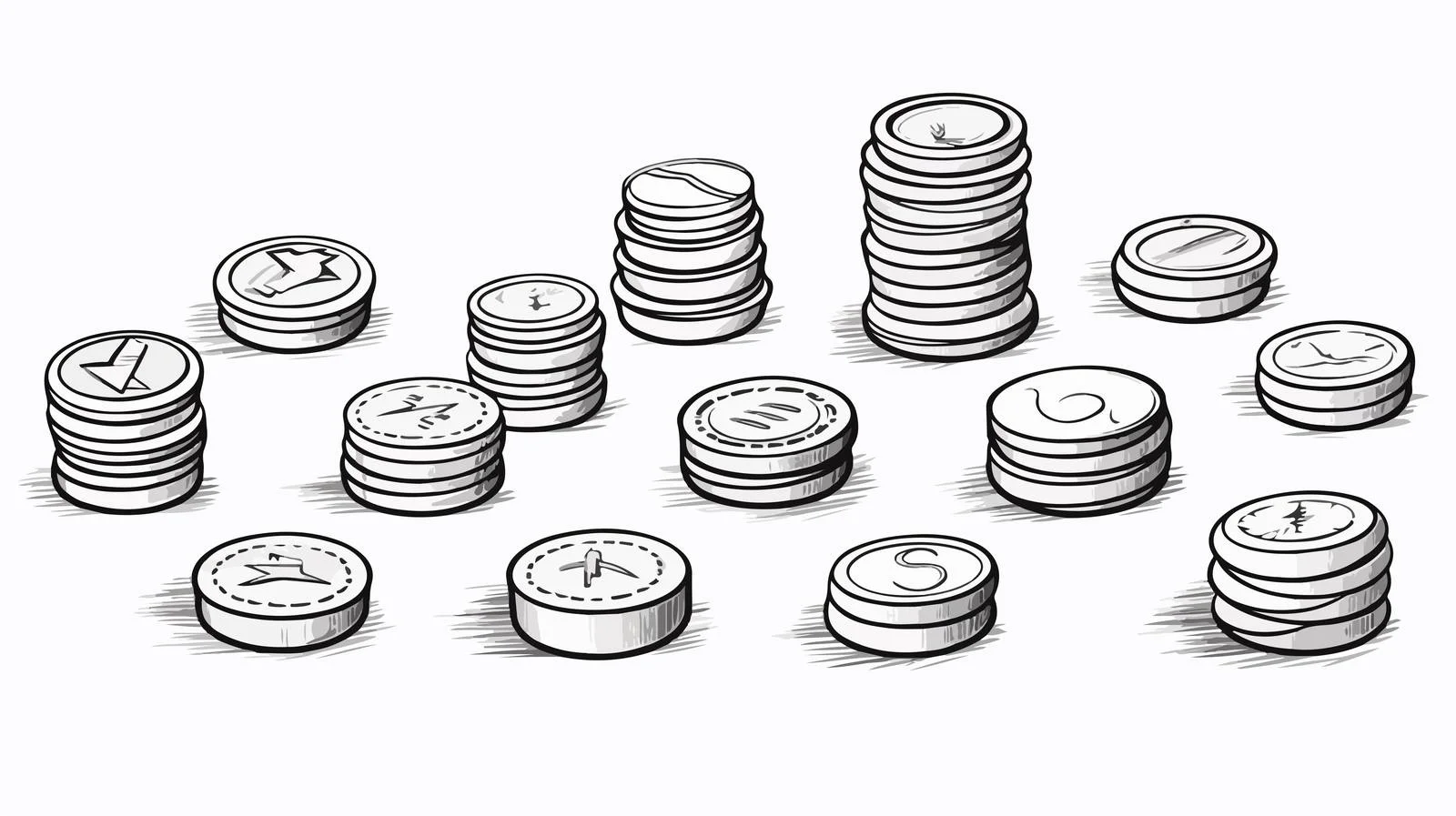 Cartoon Coins Illustration — free download from Dotvec