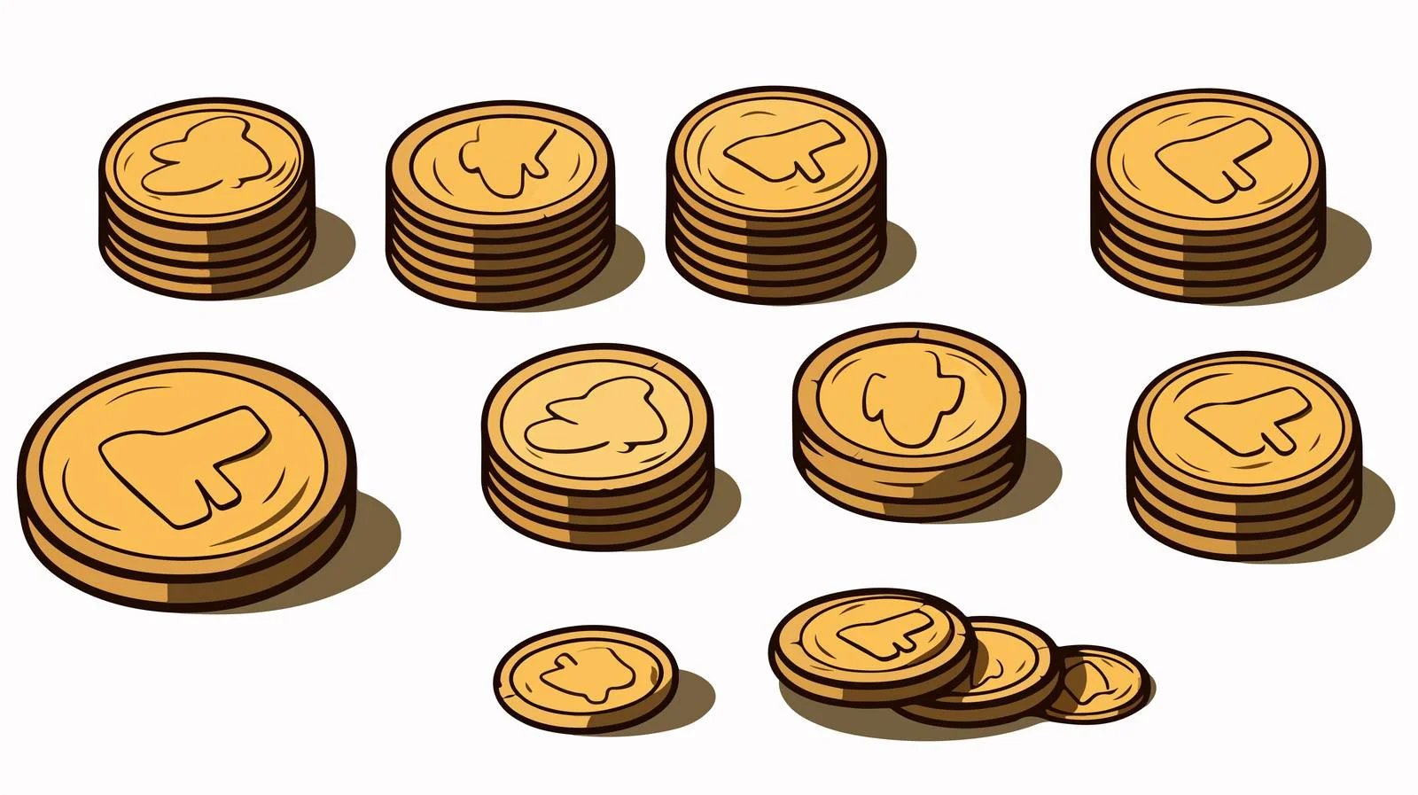 Hand-Drawn Cartoon Coins Vector Illustration — free download from Dotvec