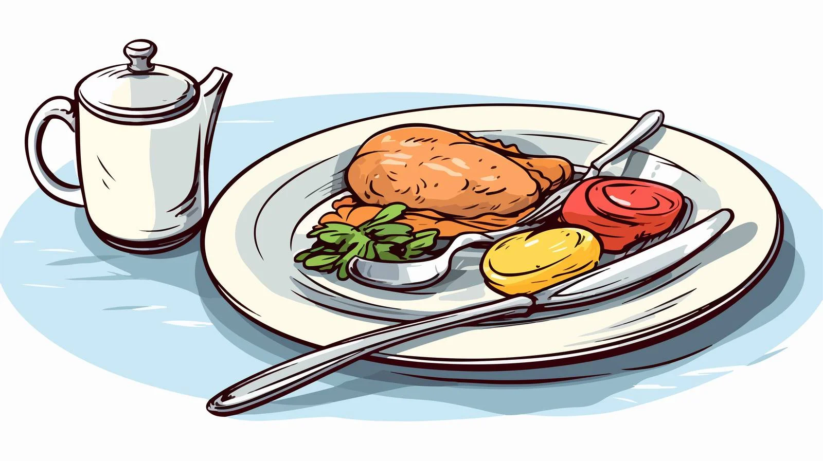 Cartoon Dinner Service Illustration — free download from Dotvec