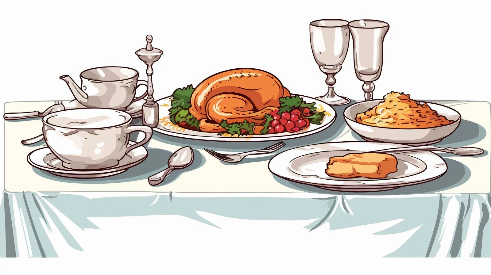 Cartoon Dinner Service Illustration — free download from Dotvec