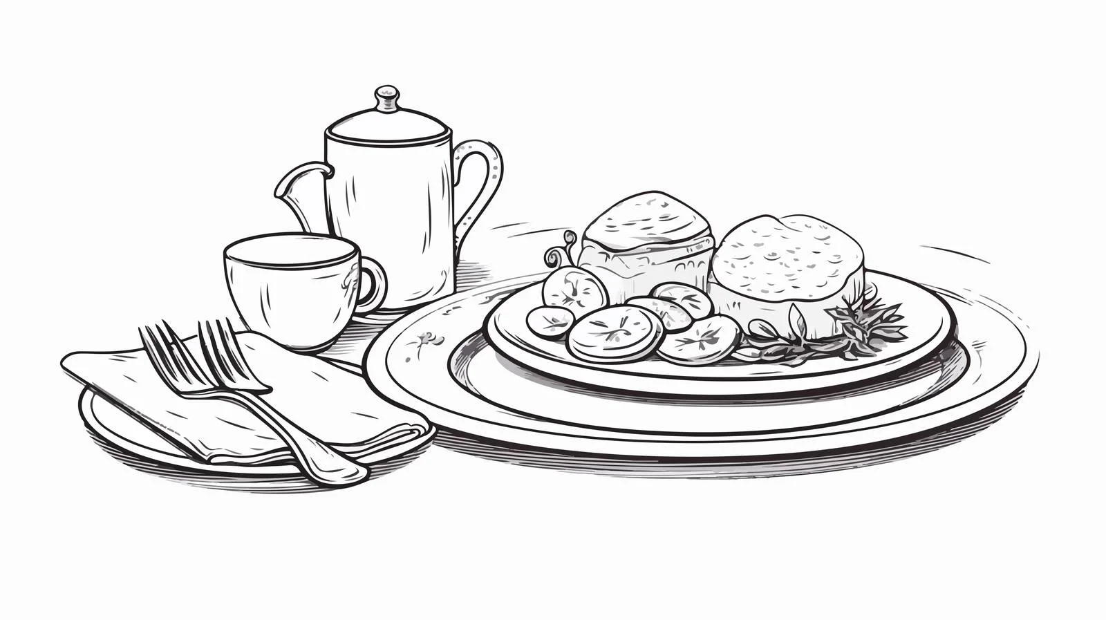 Whimsical Dinner Service Illustration — free download from Dotvec