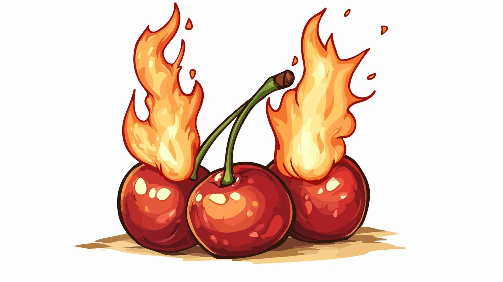 Cartoon Flaming Cherries Stock Vector — free download from Dotvec