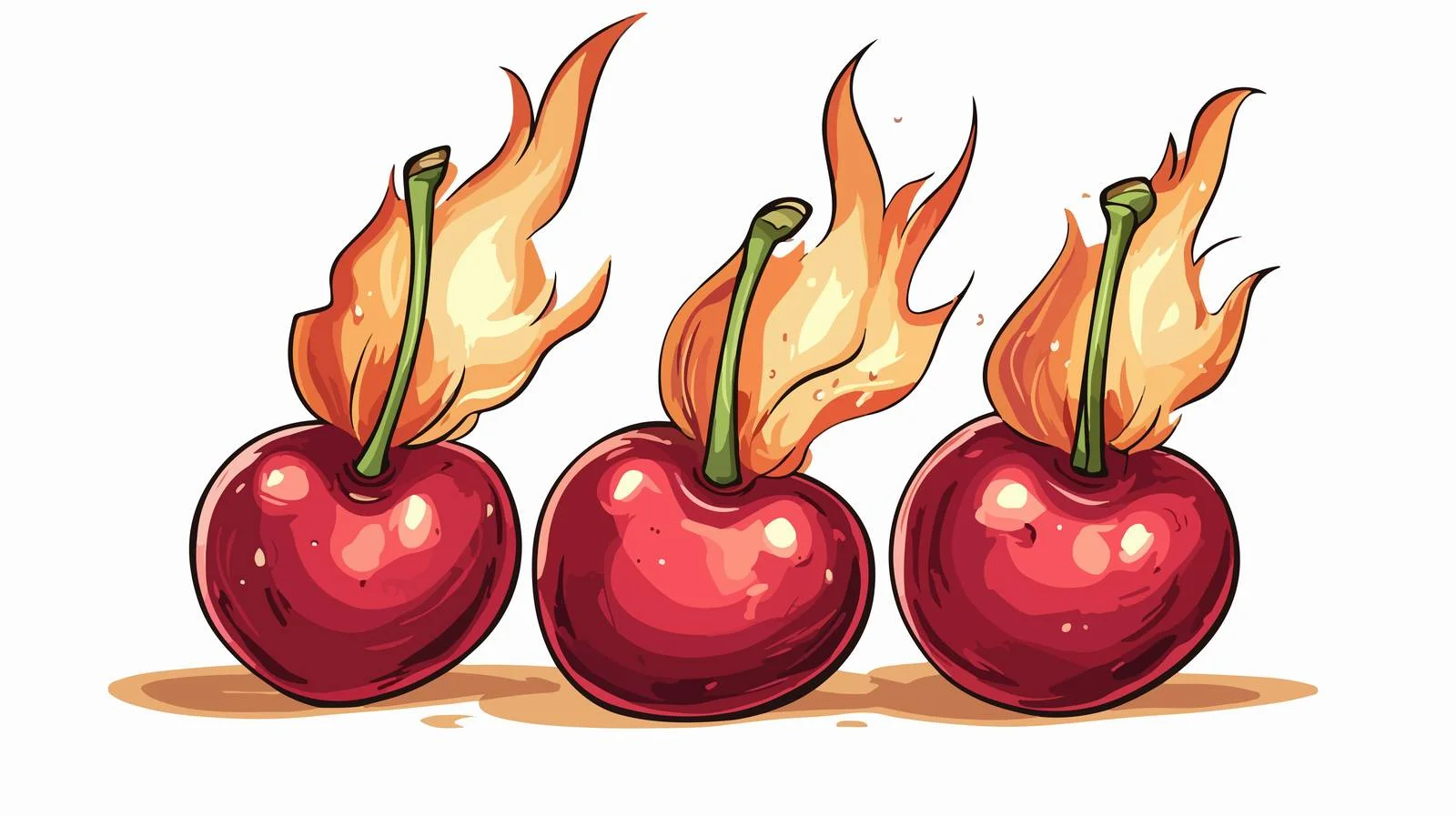 Flaming Cartoon Cherries Stock Vector — free download from Dotvec