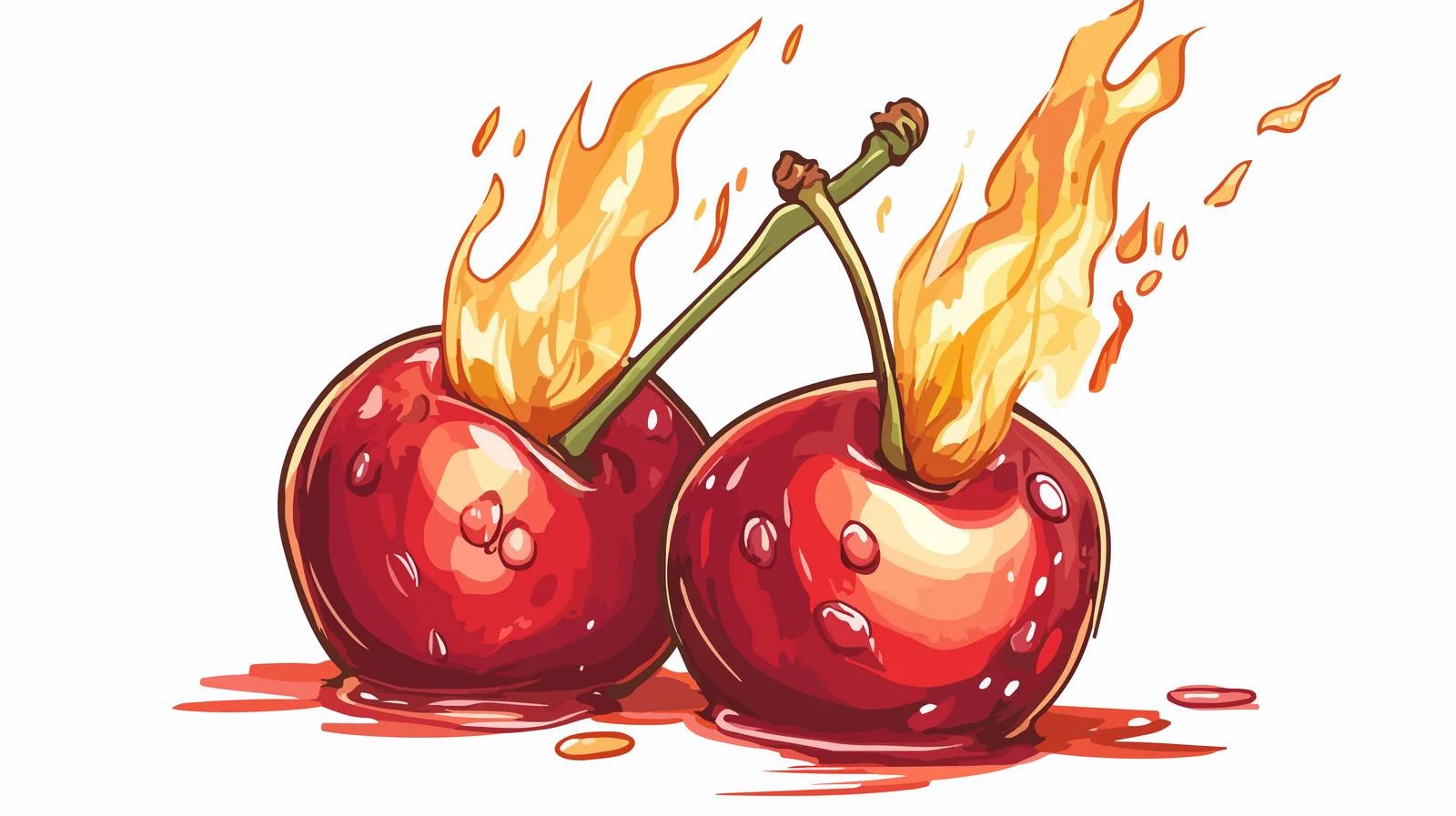 Flaming Cherries Cartoon Vector Illustration — free download from Dotvec