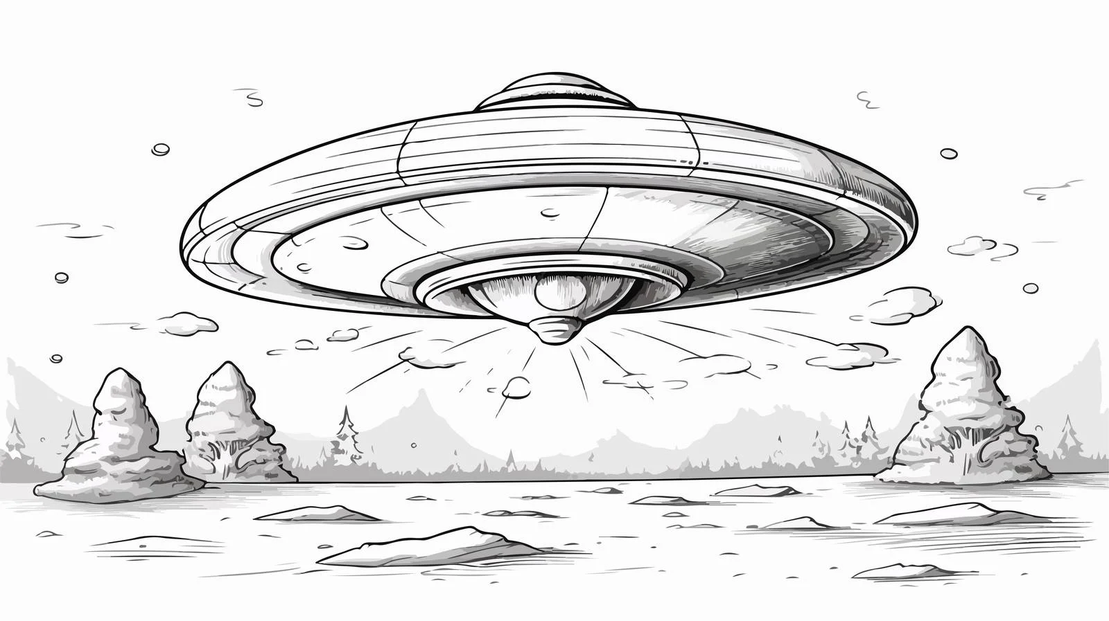Whimsical Flying Saucer Cartoon Illustration — free download from Dotvec