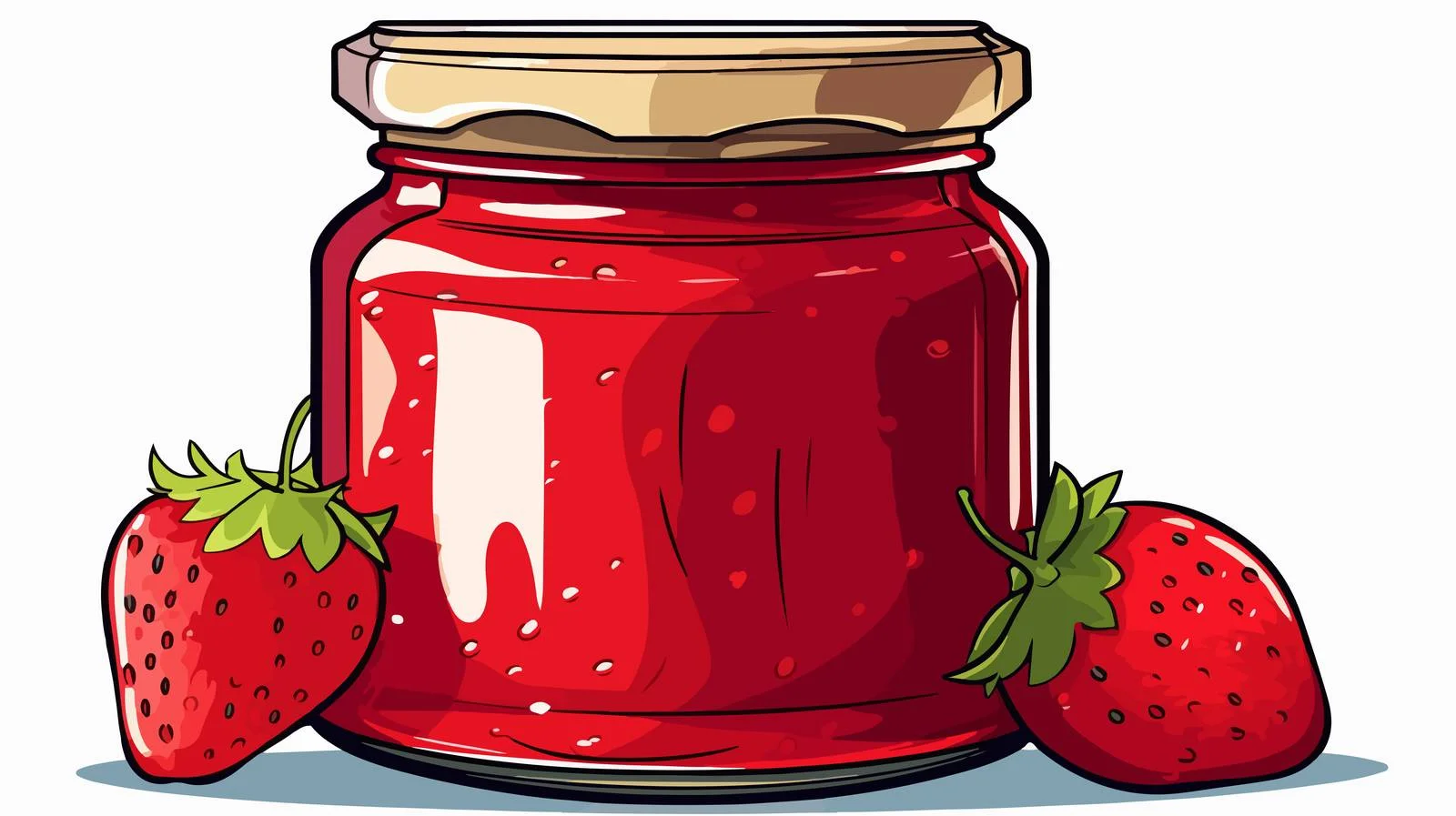 Cartoon Strawberry Jam Jar Illustration — free download from Dotvec