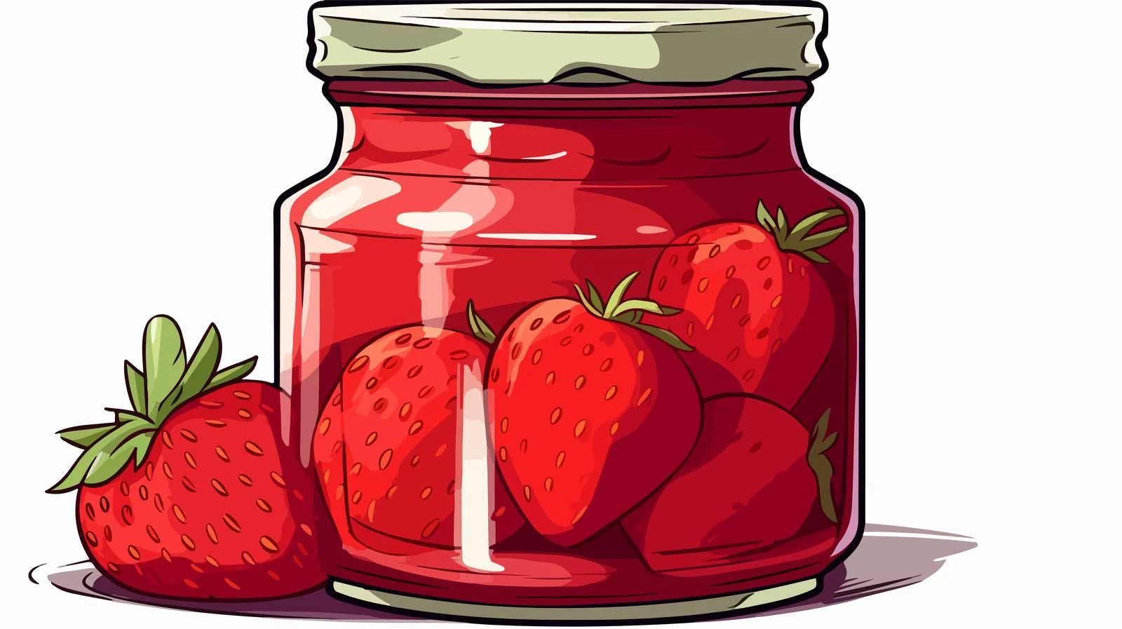 Whimsical Strawberry Jam Jar Illustration — free download from Dotvec