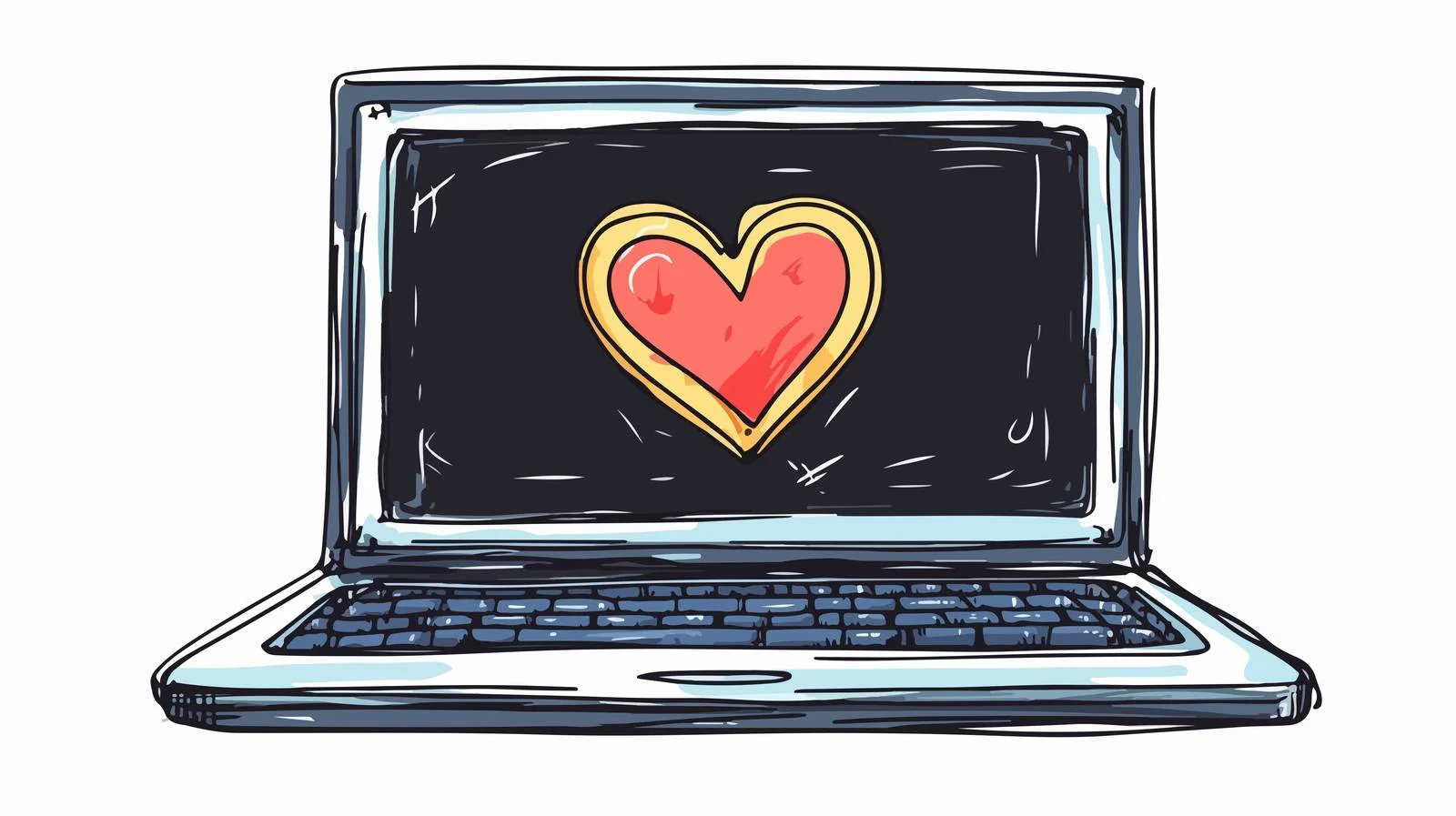 Hand-Drawn Laptop with Heart Symbol — free download from Dotvec