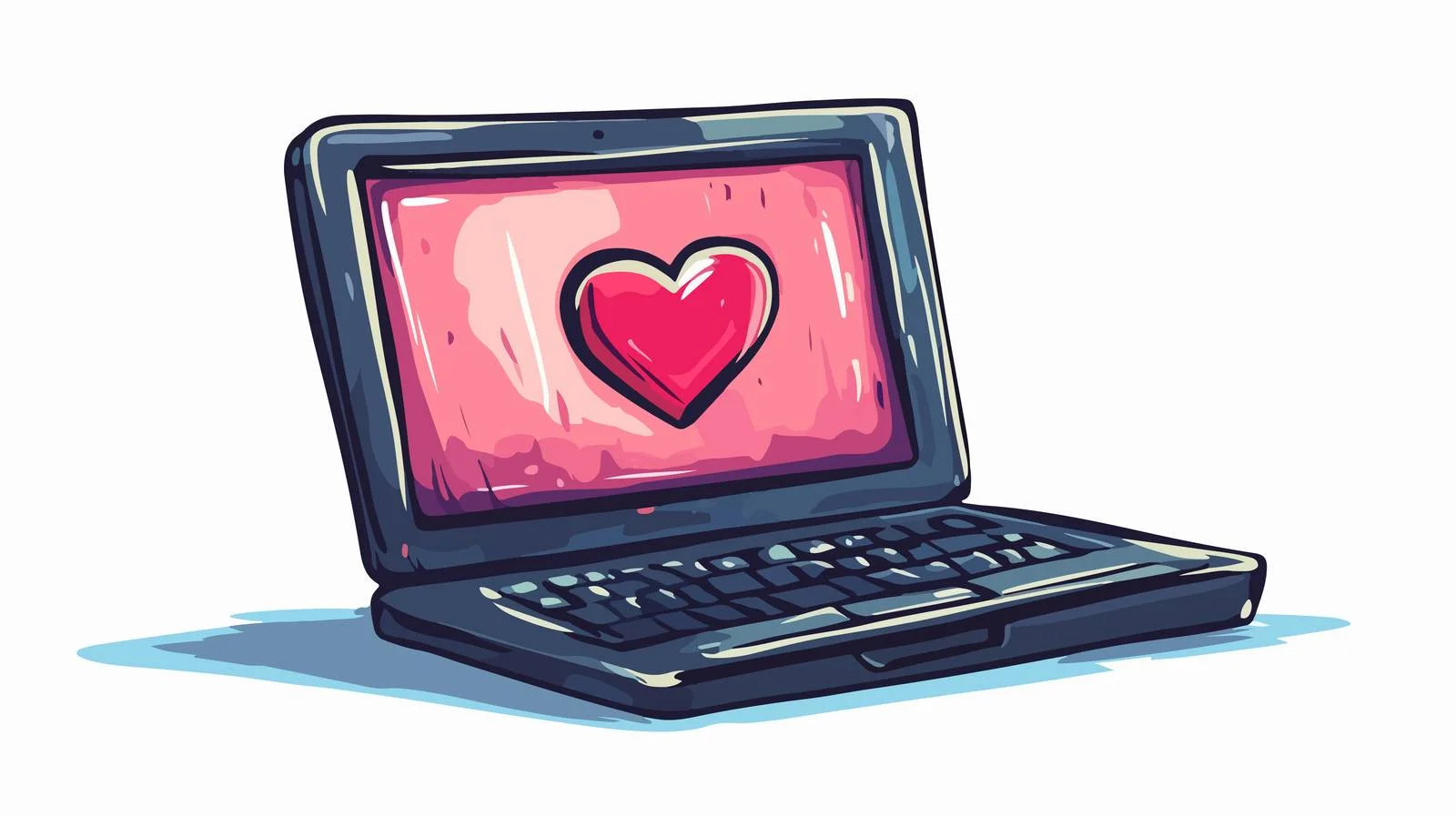 Whimsical Laptop Computer with Heart Symbol — free download from Dotvec