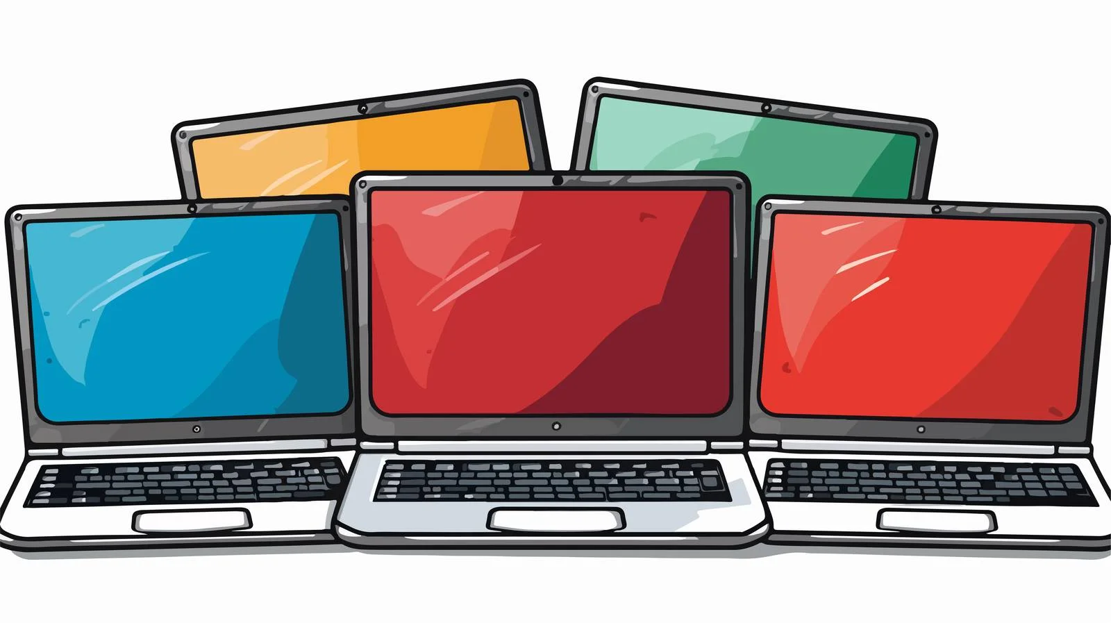 Illustrated Laptop Computer with Question Mark — free download from Dotvec