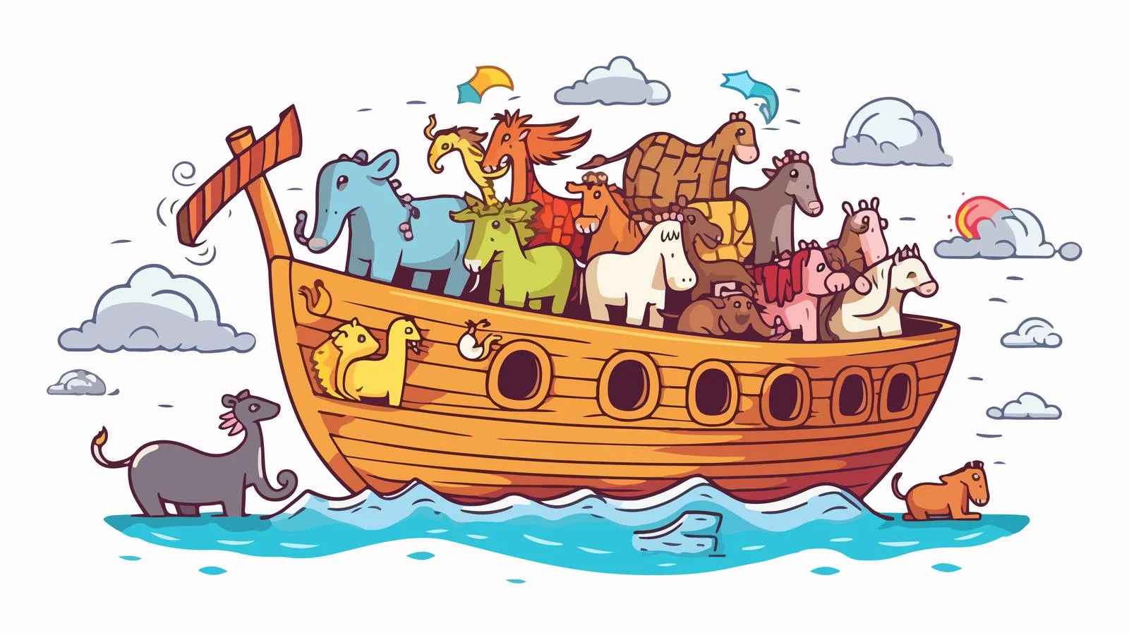Noah's Ark Cartoon Illustration — free download from Dotvec
