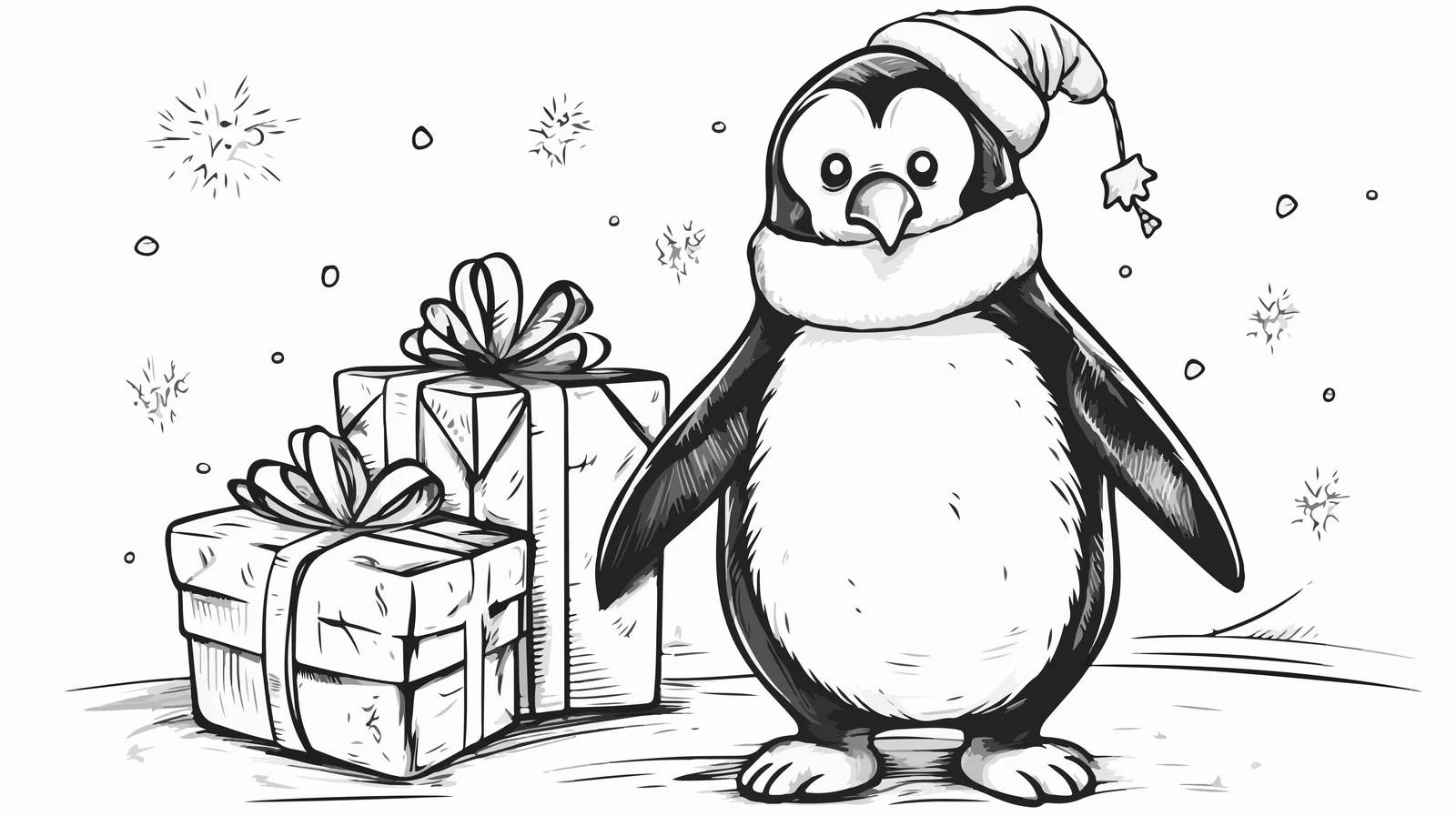 Cheerful Penguin with Christmas Gift — free download from Dotvec