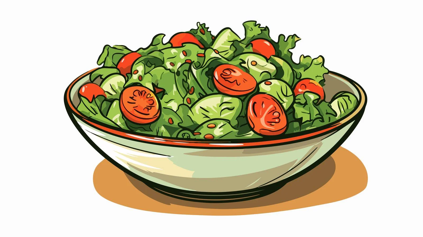 Whimsical Salad Cartoon Illustration — free download from Dotvec