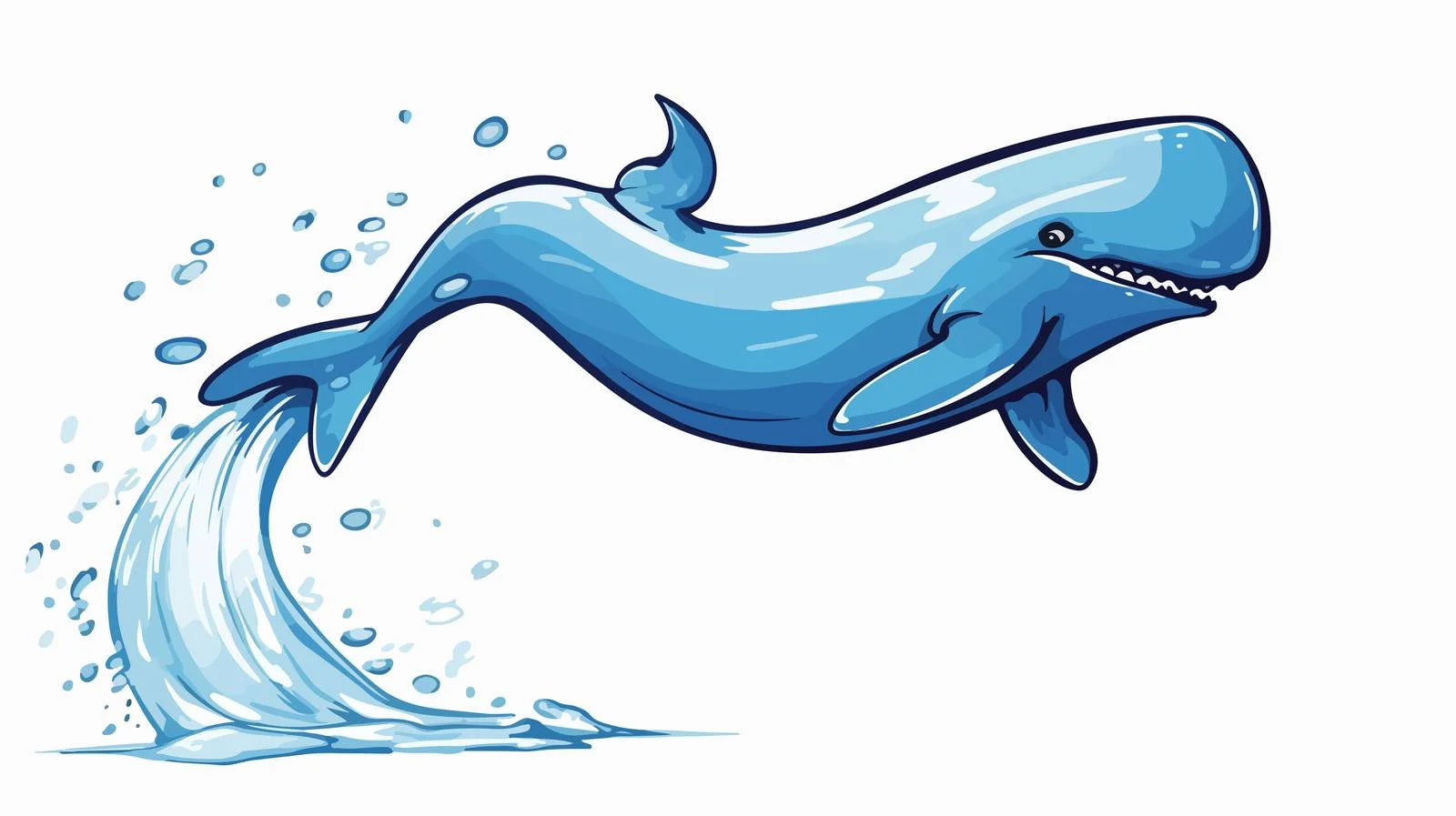 Whimsical Cartoon Whale Spouting Water Illustration — free download from Dotvec
