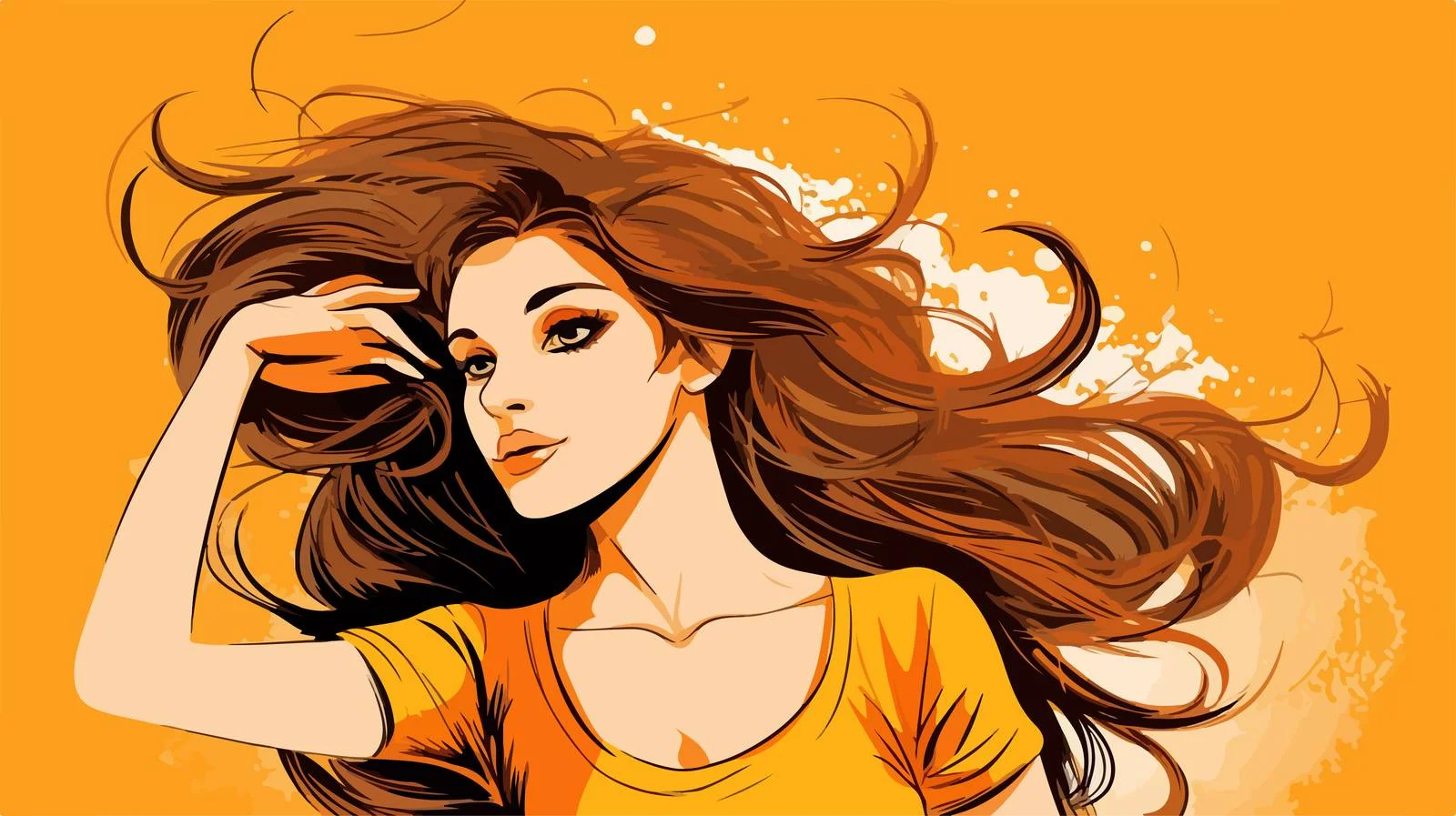 Illustration: Cartoon Woman Brushing Hair — free download from Dotvec