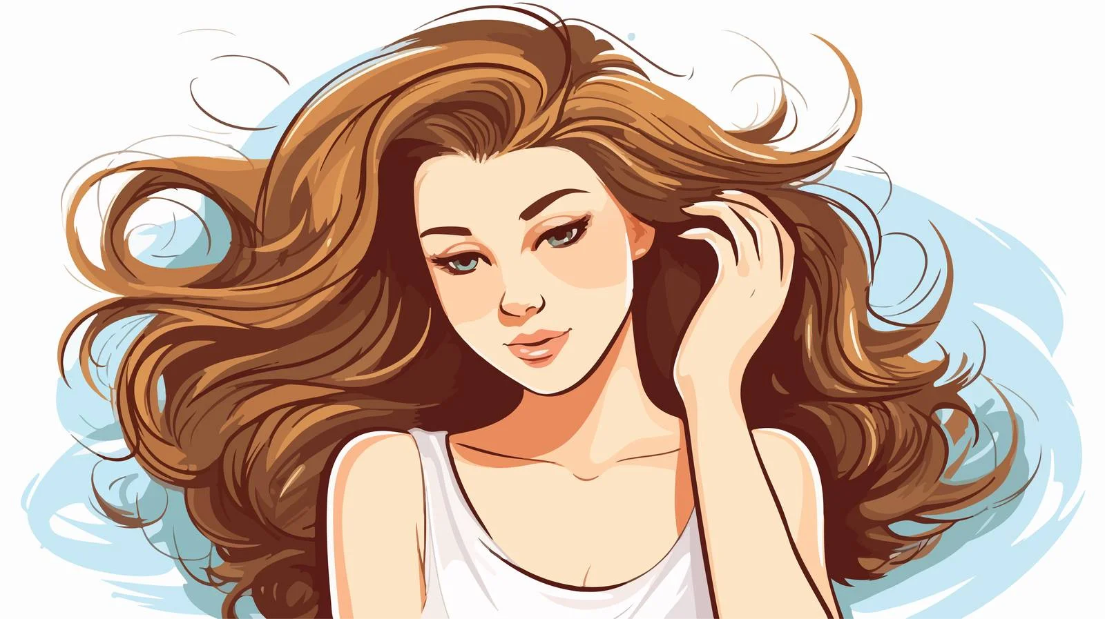 Elegant Woman Brushing Hair Illustration — free download from Dotvec