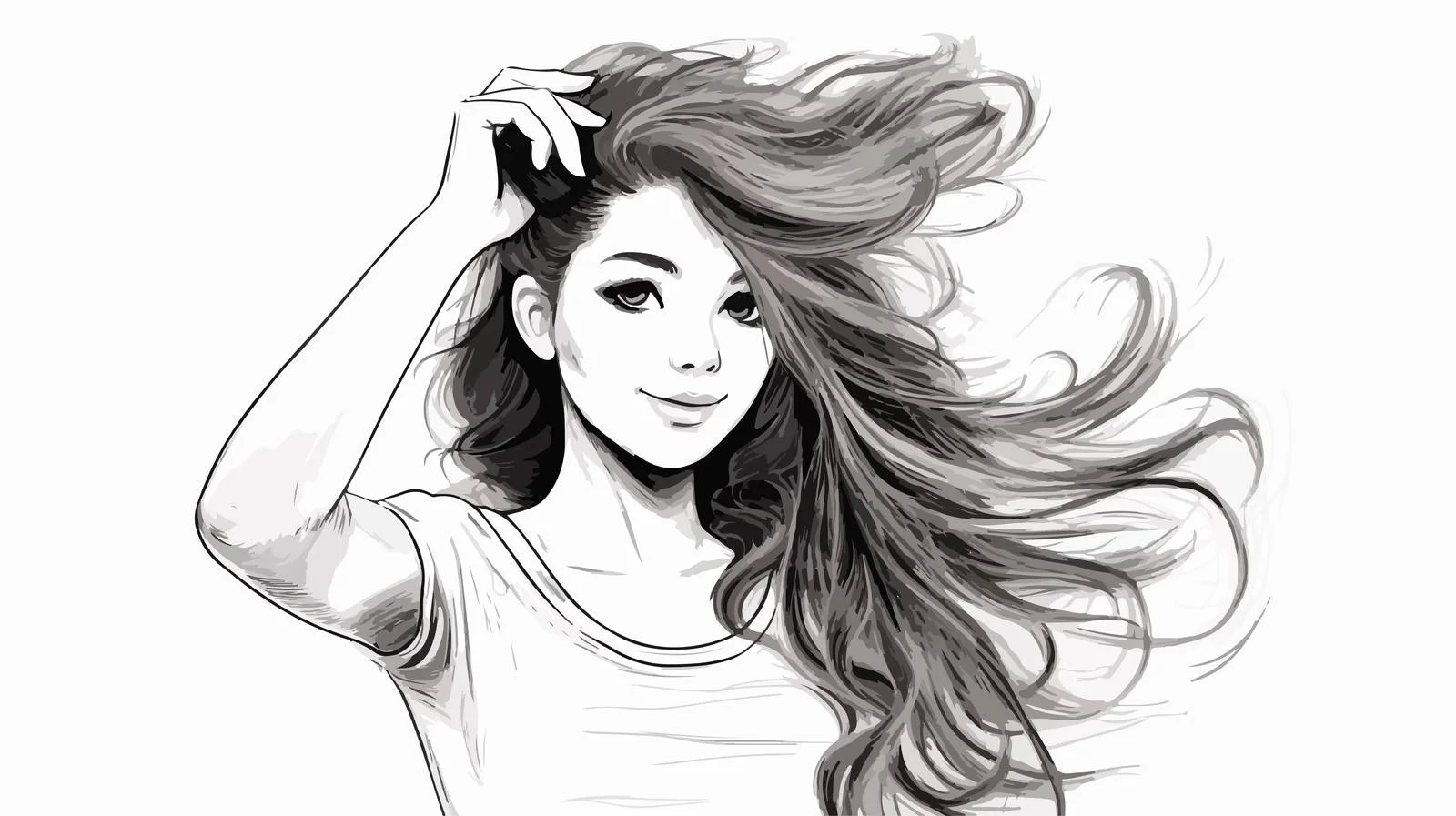 Cartoon Woman Brushing Hair Illustration — free download from Dotvec
