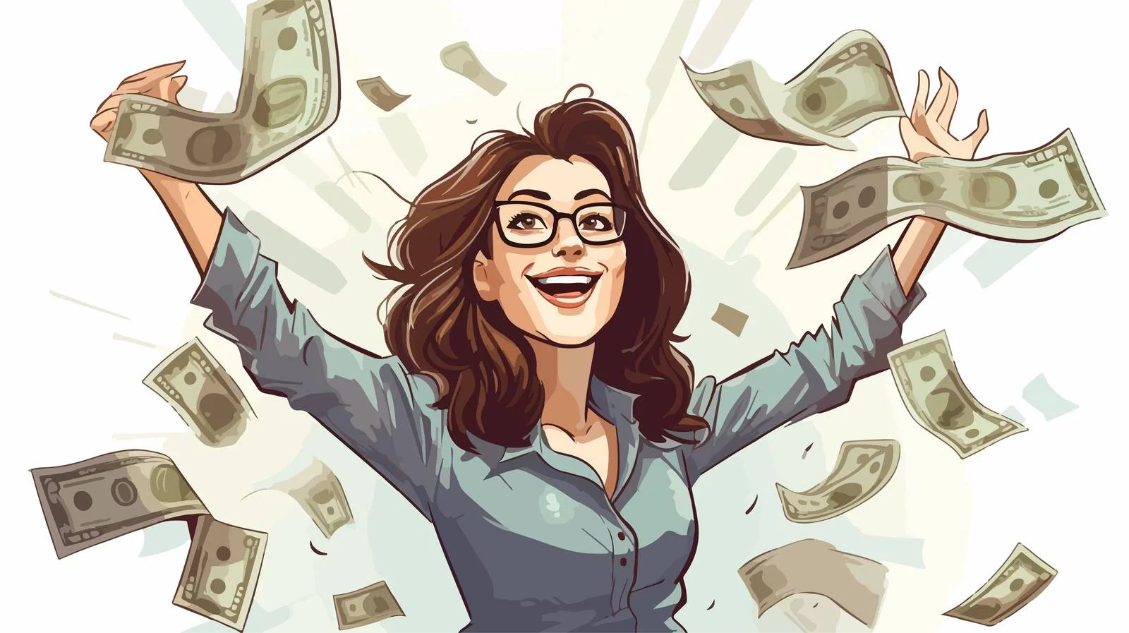 Cartoon Woman Holding Money — free download from Dotvec