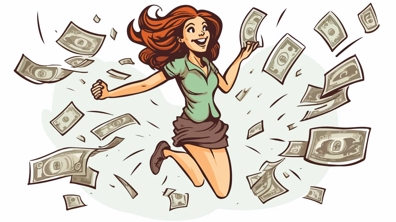 Cartoon Woman Holding Money — free download from Dotvec