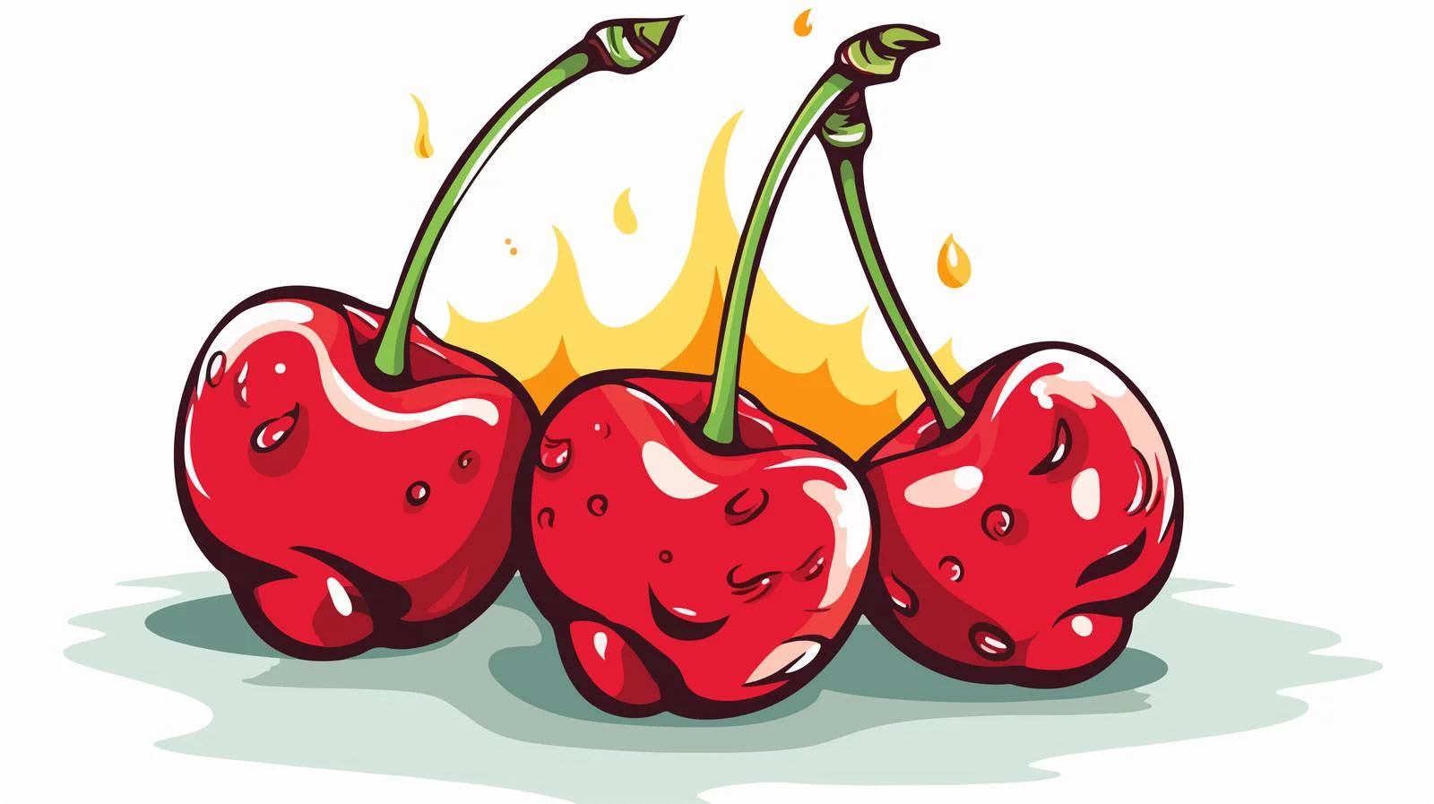 Retro Cartoon Flaming Cherries Illustration — free download from Dotvec