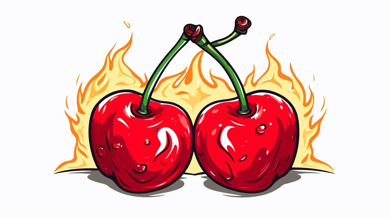 Retro Cartoon Flaming Cherries Illustration — free download from Dotvec