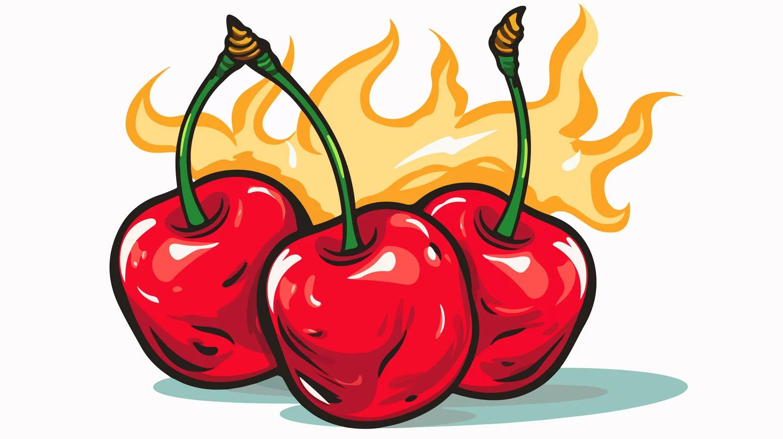 Retro Cartoon Flaming Cherries Illustration — free download from Dotvec