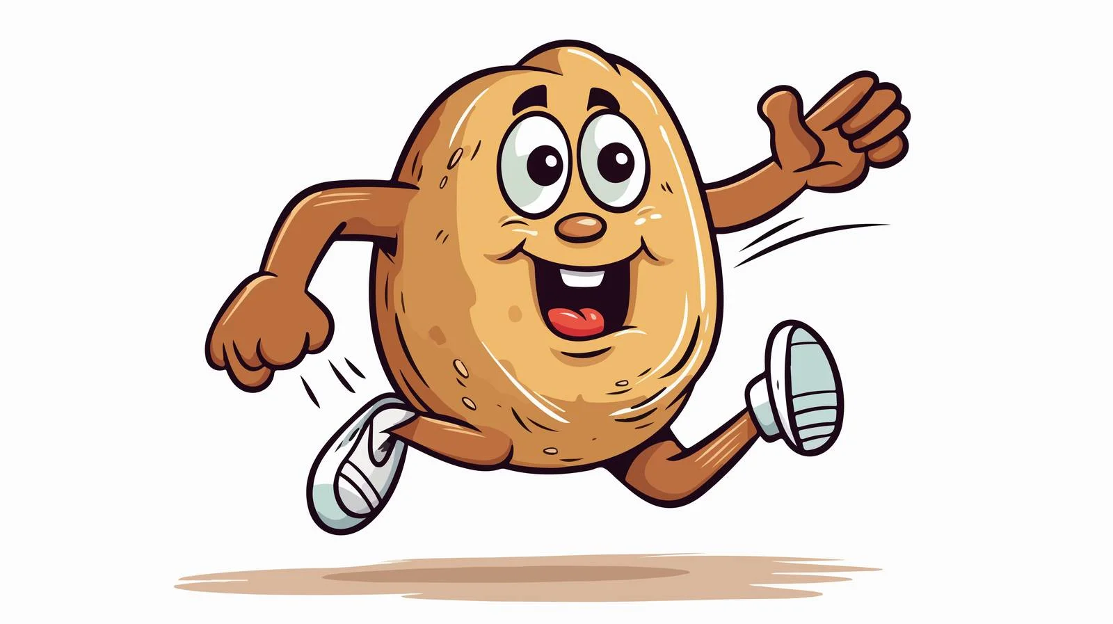 Energetic Retro Potato Cartoon Character Running — free download from Dotvec
