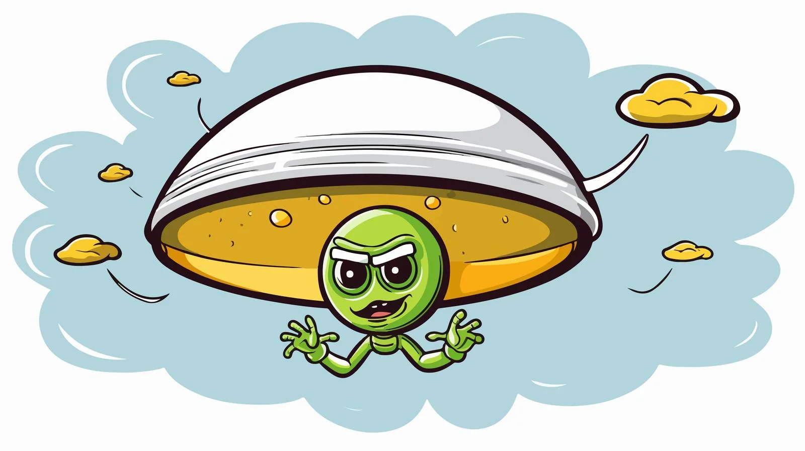 Cartoon Alien in Flying Speech Bubble — free download from Dotvec
