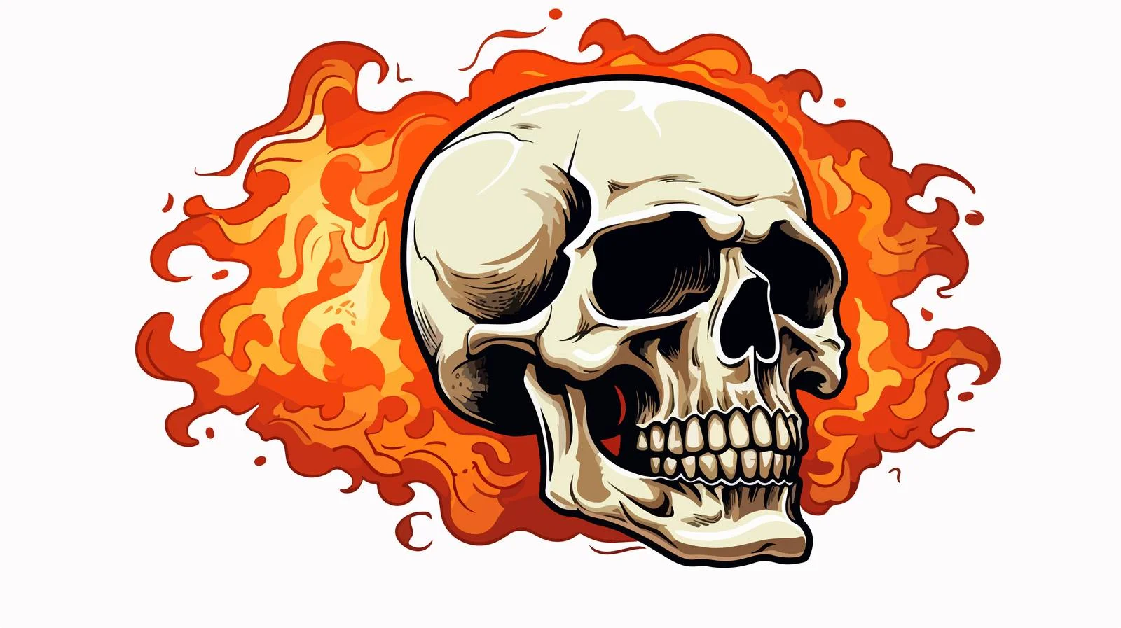 Illustration: Fiery Skull in Speech Bubble — free download from Dotvec