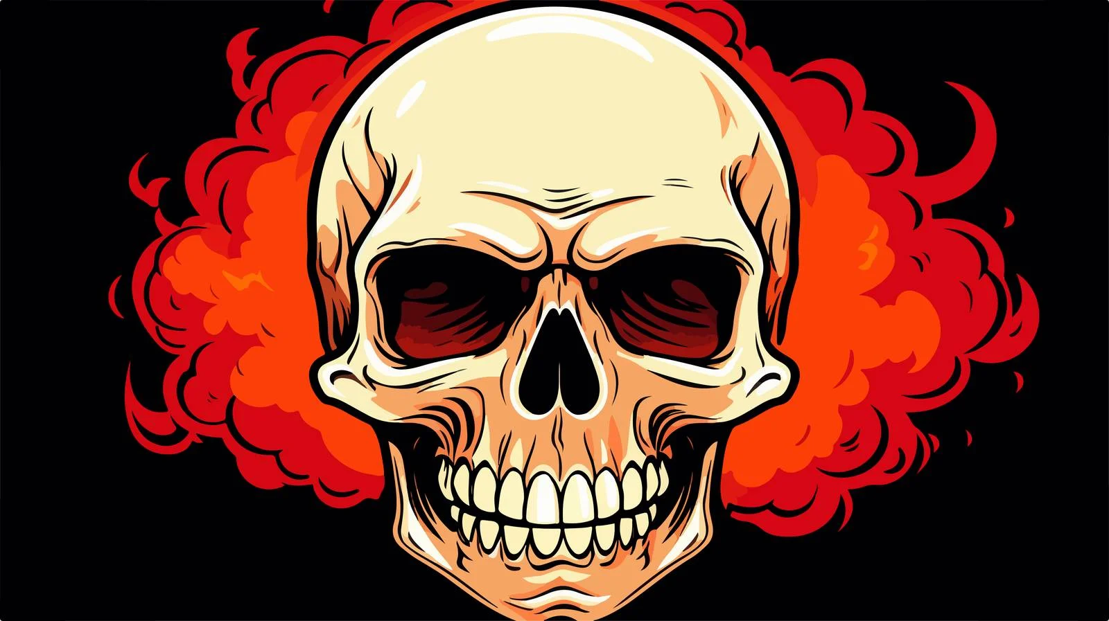Fiery Speech Bubble Skull Cartoon Drawing — free download from Dotvec