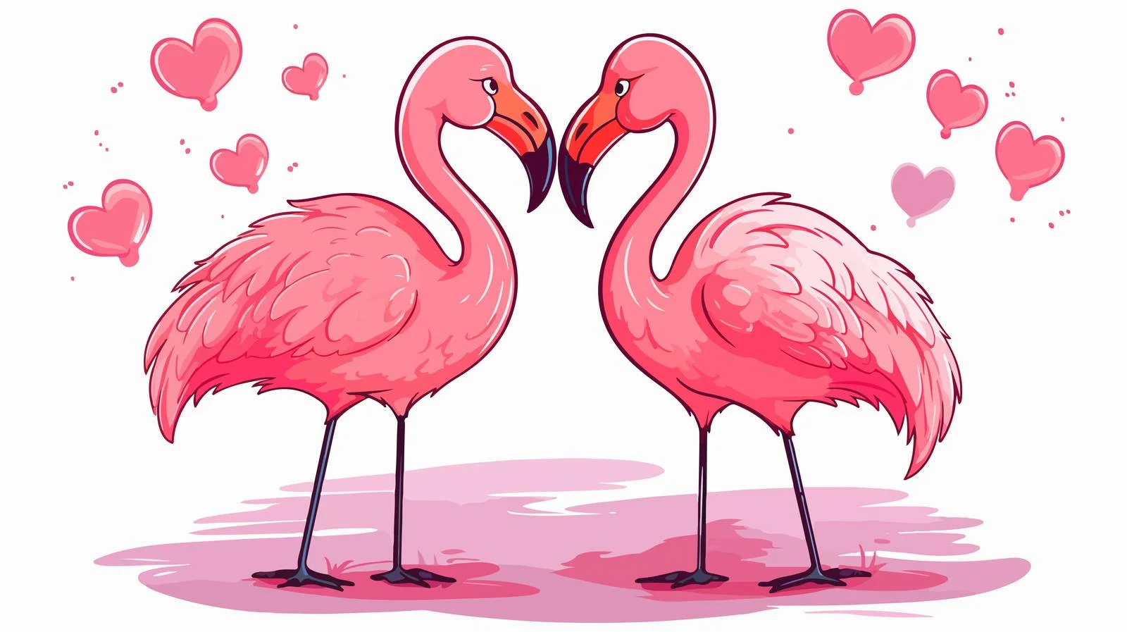 Whimsical Flamingo Love Speech Bubble Cartoon — free download from Dotvec