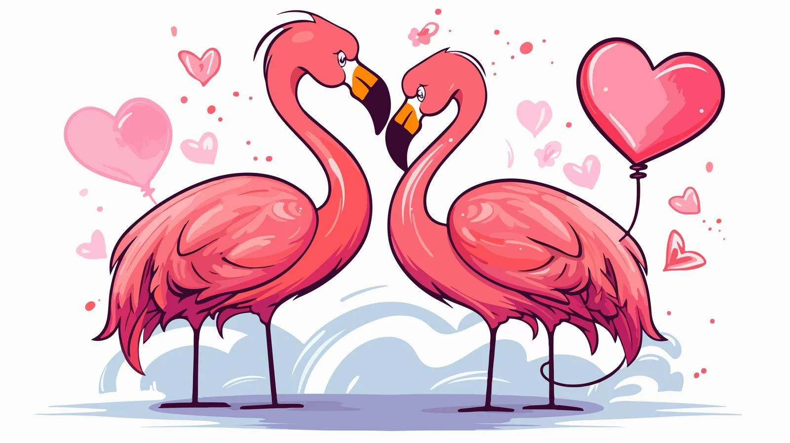 Whimsical Flamingo Love Speech Bubble Cartoon — free download from Dotvec