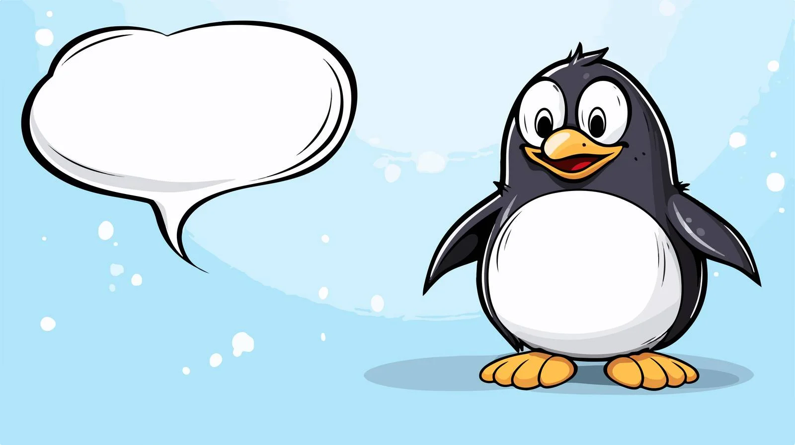 Cartoon Penguin with Speech Bubble — free download from Dotvec